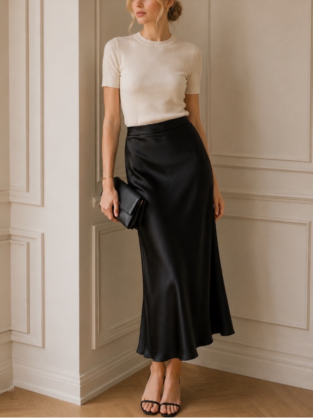 NEW Reformation Black Layla Silk Maxi Skirt Size 2